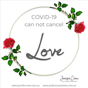 Covid can't cancel Love with a circle of
                    red roses