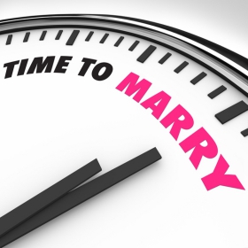 Part clock face with
                      the words Time to Marry