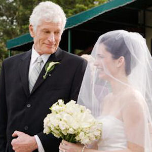 Father escorting bride
                      down the aisle