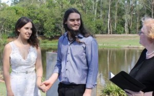 Amber and Anthony -
                        wedding at the Bush Chapel, Pan-Pacific Peace
                        Park