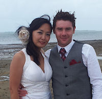 Kevin and Gina after their Irish-Chinese
                  marriage ceremony conducted by Jennifer Cram, Brisbane
                  Marriage Celebrant