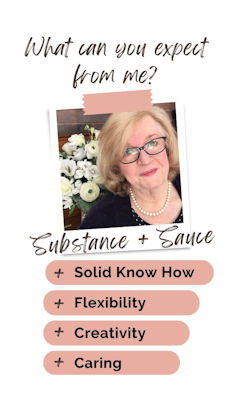 What can you expect from Jennifer Cram, Inclusive
              Brisbane Marriage Celebrant? Sauce & Substance, Solid
              Know How, Flexibility, Creativity, Caring